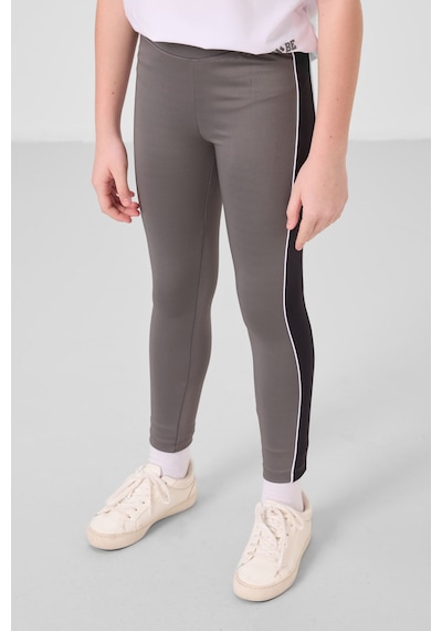 Tommylife Beyaz-koyu Gri O Yaka Yan Şerit Detaylı Standart Fit Performans Kız Çocuk Tayt Takım - 75191 Beyaz