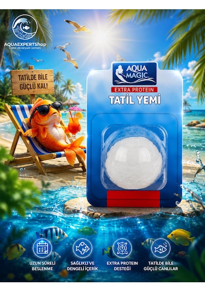 Balık Tatil Yemi - Büyük Boy - Ekstra Protein - Tekli - Tatilde Uzun Süreli Güvenli Besleme - Balıklar İçin Güvenli
