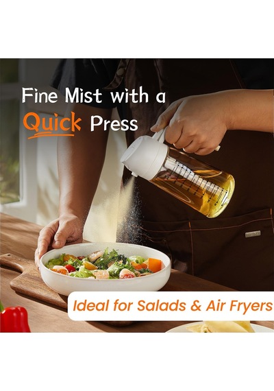 16oz/470ml Pişirme İçin Cam Zeytinyağı Püskürtücü - Mutfak Aletleri, Hava Fritözü, Salata Ve Barbekü İçin 2'si 1 Arada Zeytinyağı Dispenseri - Beyaz Ve Yeşil