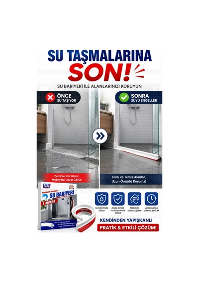 Su Bariyeri 1 Metre Kendinden Yapışkanlı Su Sızdırmaz Bant Duşakabin, Banyo, Mutfak Ve Kapı Altı