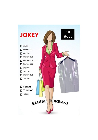Şeffaf Elbise Torbası - 10 Adet 60x90, Şeffaf Diğer