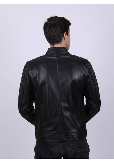 New Zaya Leather Erkek Siyah Hakiki Deri Ceket (466905892) Siyah