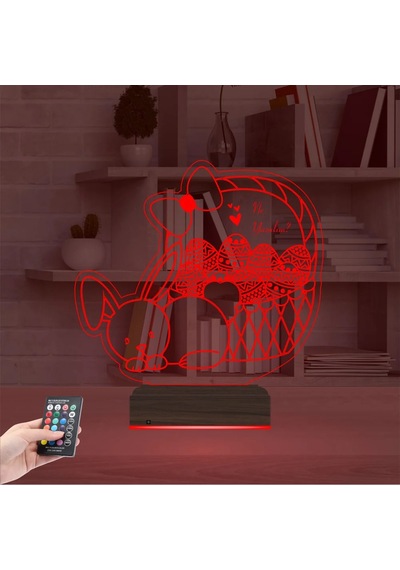 Luvivia Paskalya Tavşan Yumurta Çocuk Odası Kişiye Özel 3d Lamba - Masa Gece Lambası V1 Şeffaf