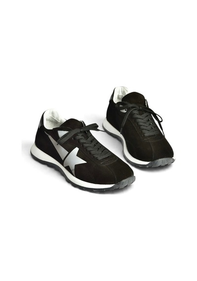 Fox Shoes Z312516661 Siyah Hakiki Deri Süet Kadın Spor Ayakkabı Sneakers