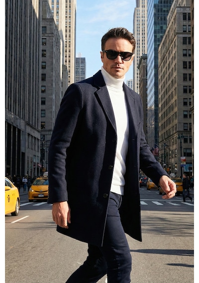 Buratti Slim Fit Tek Yırtmaçlı Düğmeli Mono Yaka Kaşe Erkek Kaban 5840098 Lacivert Buratti Slim Fit Tek Yırtmaçlı Düğmeli Mono Yaka Kaşe Erkek Kaban 5840098 Lacivert