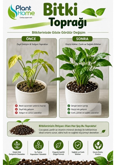 Bitki Toprağı Cocopeat Perlit Karışımlı Kullanıma Hazır Böcek Yapmayan Özel Karışım 5 Litre -