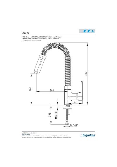 Eca Delta Endüstriyel Mutfak Eviye Eviye Bataryası 102108703