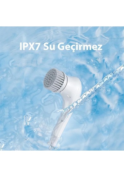 Şarjlı 5 Başlıklı Profesyonel Temizlik Fırçası Bulaşık Küvet Lavabo Banyo Temizleme Fırçası Diğer