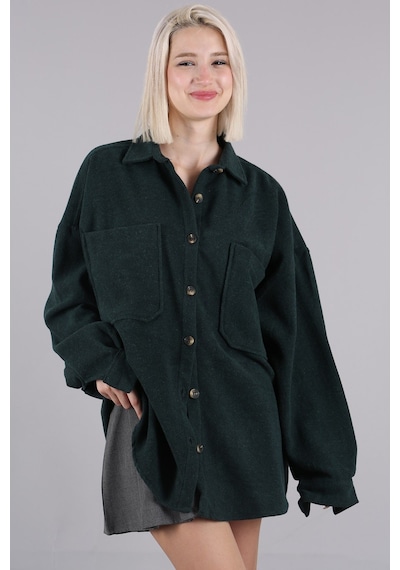 Madmext Yeşil Oversize Gömlek Ceket Mg1562 Yeşil