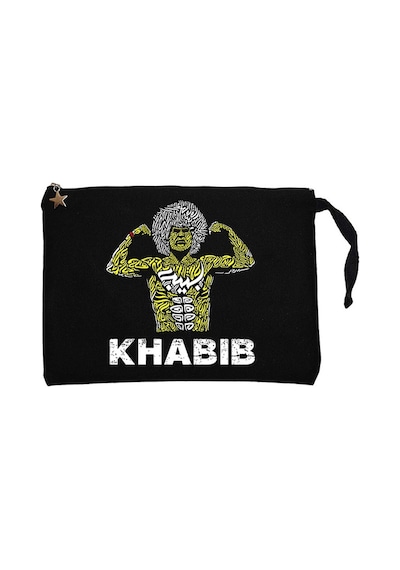 Khabib Graphic Siyah Clutch Astarlı Cüzdan / El Çantası Siyah