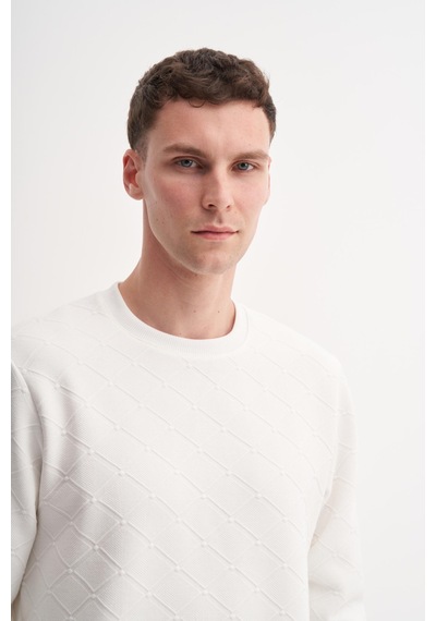 Cazador 53410 Erkek Bisiklet Yaka Sweatshirt Ekru