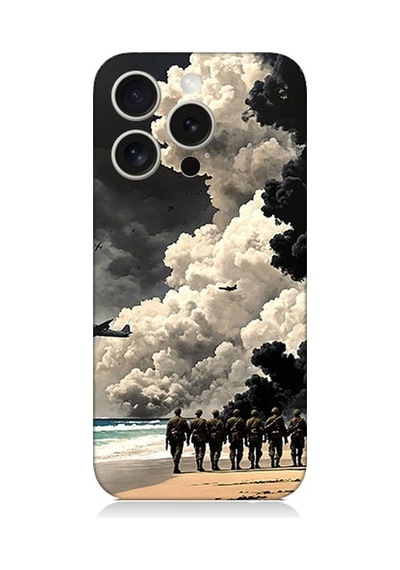 Apple Uyumlu iPhone 15 Pro Askerler Ve Duman Desenli Silikon Kılıf Silikon