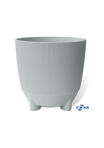 Luna Saksı Çizgili Dekoratif Ayaklı 1 Adet, Gri, 5 Litre