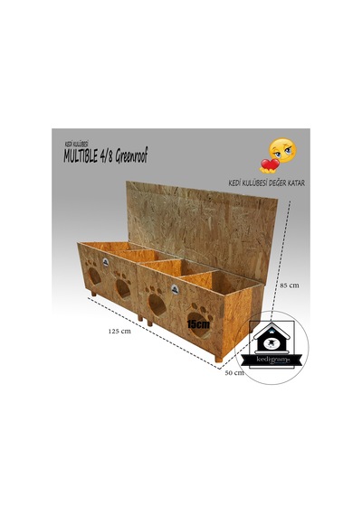 Kedigram Kedi Kulübesi Kedi Evi Profesyonel Multible Greenroof 4/8