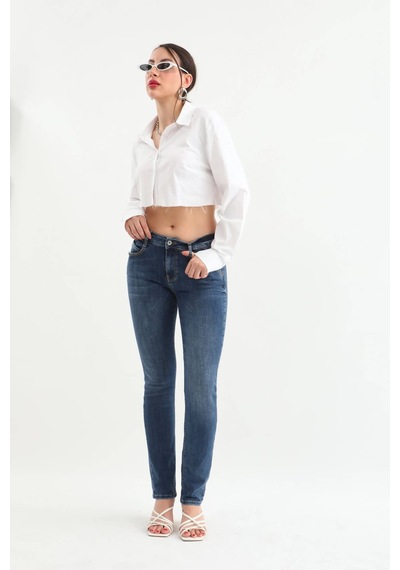 Kadın Likralı Slim Jean Pantolon Mavi 001
