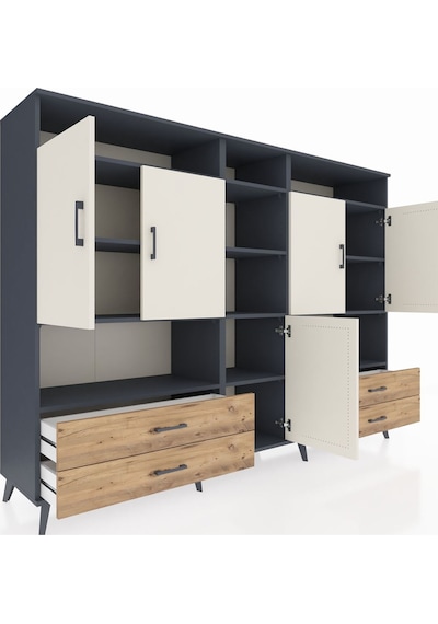 Hyperion Dolap 12 Raflı 4 Çekmeceli 5 Kapaklı 220x44x163 Antrasit Antrasit-aytaşı/çam Hyperion Dolap 12 Raflı 4 Çekmeceli 5 Kapaklı 220x44x163 Antrasit Antrasit-aytaşı/çam