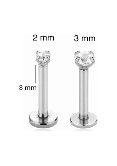 3 Mm Tektaş Cerrahi Çelik Piercing Tragus Helix Kıkırdak Conch Gümüş Renk 8 Mm Altın