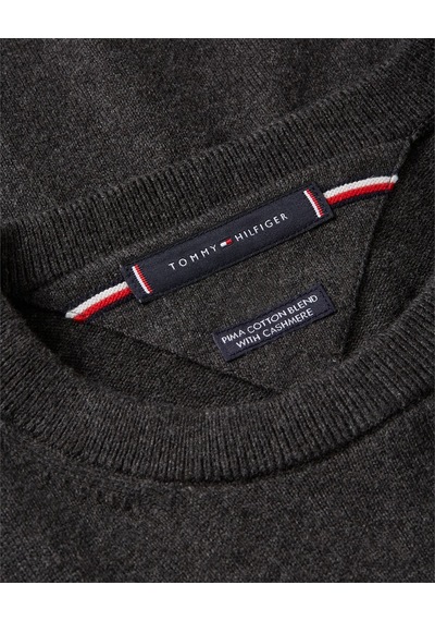 Tommy Hilfiger Pıma Org Ctn Cashmere Crew Neck Erkek Gri Kazak - Mw0mw28046