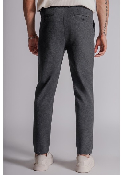 Braccas Erkek Yandan Cepli Beli Lastikli Relaxed Fit Chino Pantolon Antrasit Antrasit