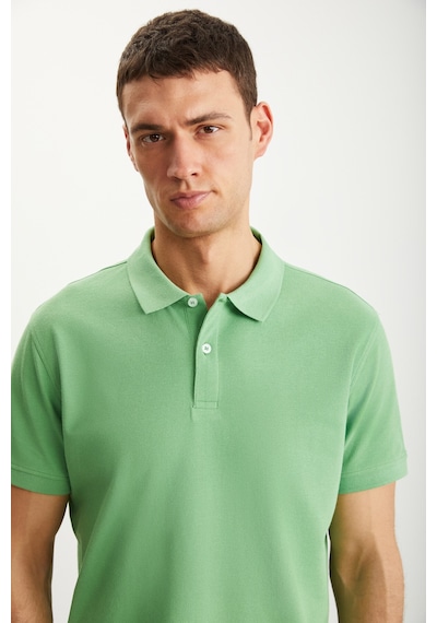 Grimelange Tarnex Erkek %100 Pamuk Kısa Kollu Regular Fit Yeşil Polo Yaka T-shirt