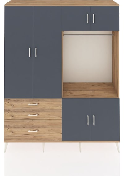 Hyperion Gardrop 7 Raflı 3 Çekmeceli Tek Askılı 176x44x221 Çam-antrasit/çam Antrasit/çam Hyperion Gardrop 7 Raflı 3 Çekmeceli Tek Askılı 176x44x221 Çam-antrasit/çam Antrasit/çam