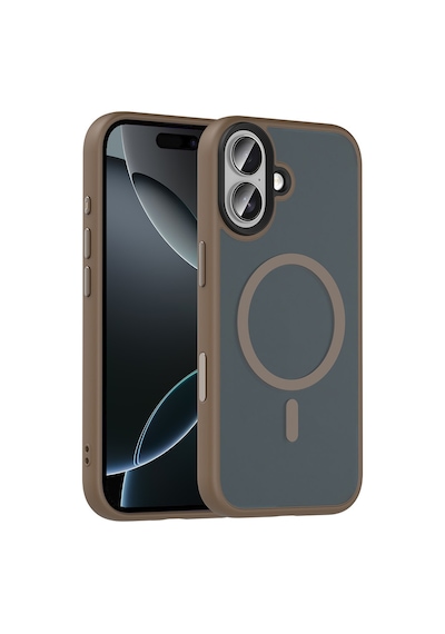 Apple Uyumlu iPhone 17 Kılıf Mat Arka Yüzey Wireless Şarj Özellikli Zore Flet M-safe Kapak Desert Titanyum