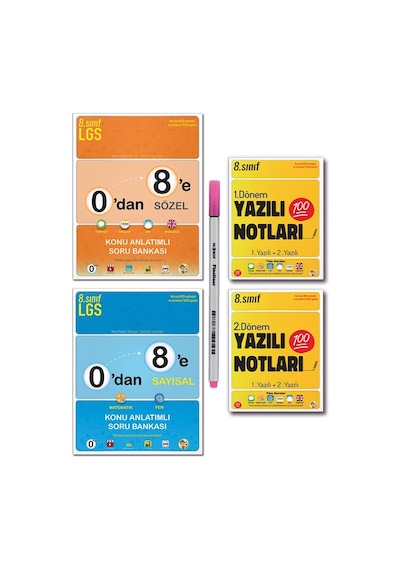 Tonguç 8. Sınıf 0 Dan 8 E Konu Anlatımlı Soru Bankası Tüm Dersler 1 Ve 2 Dönem Yazılı Notları Set 4 Kitap