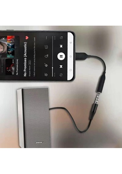 Type-c İçin 3.5mm Aux, Kulaklık Ve Mikrofon Adaptörü Siyah, Samsung Telefonlar İle Uyumlu