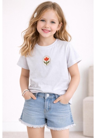 Yale Kids 3-8 Yaş Kız Çocuk Tişört Beyaz
