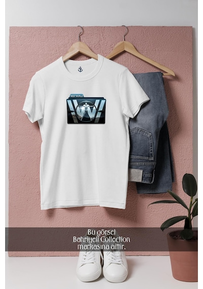 Oversize Westworld Tasarımlı Unisex T-shirt Beyaz