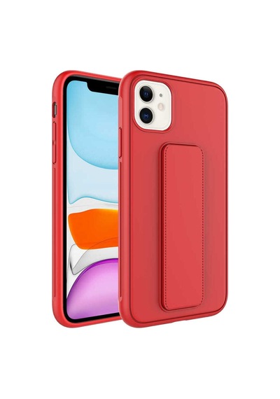 Apple Uyumlu iPhone 12 Kılıf Zore Qstand Kapak Kırmızı