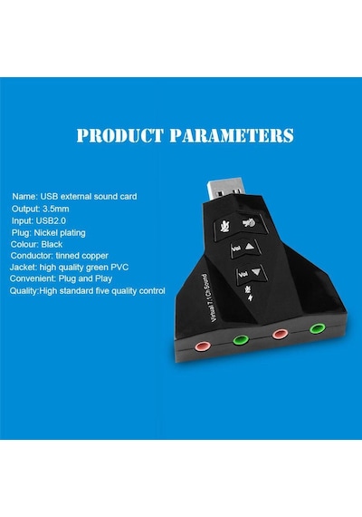Usb Ses Karti 7+1 Virtual 3D Kablosuz Win7 Win8 Win10 Usb Audio Çevirici