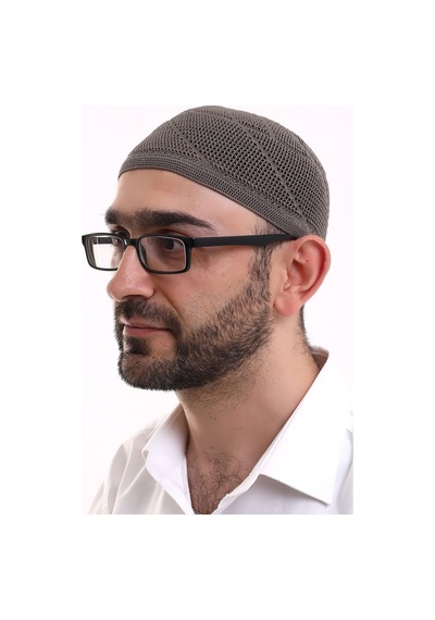 Dantel Pamuklu Triko Makine Örme Takke Açık Kahve