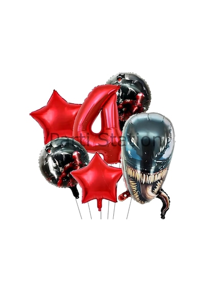 Zehirli Öfke Venom 4 Yaş Doğum Günü Balon Set Venom Kırmızı Konsept Doğum Günü Parti Balon Set çok renkli