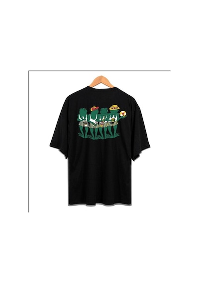 Flood Of Style Erkek Siyah Senor Frog's Oversze Bisiklet Yaka Tshirt