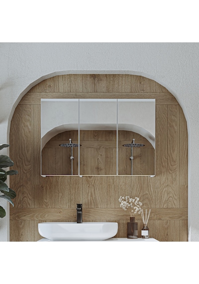 Banyo Dolabı Kulpsuz 3 Kapaklı Mdf 90 Cm Aynalı Banyo Üst Dolabı Mat Beyaz Banyo Dolabı Kulpsuz 3 Kapaklı Mdf 90 Cm Aynalı Banyo Üst Dolabı Mat Beyaz