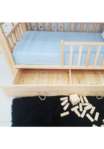 Markaawm Markaawm Montessori Yatak Merdivenli Ahşap Ranza Çekmeceli Akçaağaç