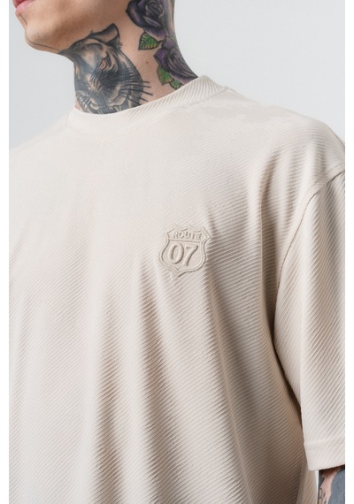 Erkek Route 07 Arma Detaylı Regular Fit T-shirt Şort Takım Bej