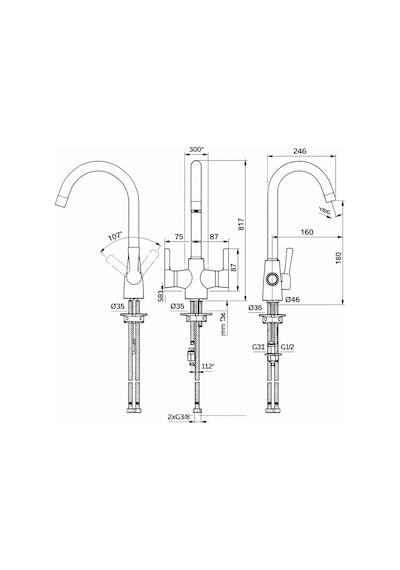 Ideal Standard Calista Eviye Bataryası-krom-arıtma Cihazı Uyumlu krom