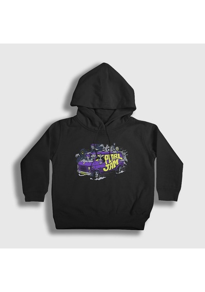 Presmono Unisex Çocuk Van Pearl Jam Kapüşonlu Sweatshirt Siyah