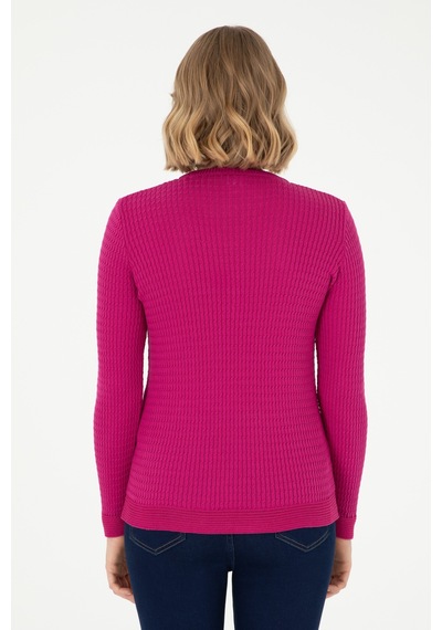 U.S. Polo Assn.  Kadın Fuşya Bisiklet Yaka Basic Kazak 50288979-VR023