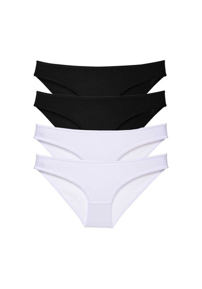 Royaleks Likralı Kadın Slip Külot 4 Adet Eko Set Siyah Beyaz RYL-EKO4012 Beyaz - Siyah