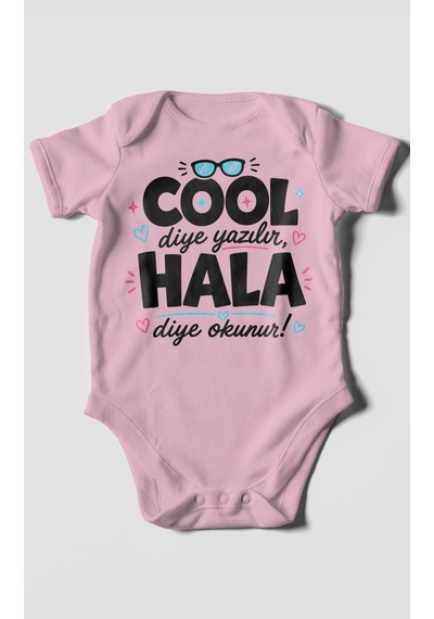 Morivokids Cool Diye Yazılır Hala Diye Okunur Kısa Kollu Bebek Body %100 Pamuk Zbn152-kk Koyu Pembe