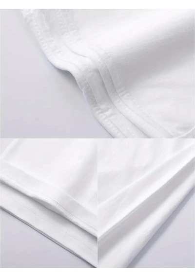 Erkek Tişört Bisiklet Yaka Kore Sevimli Ayı Baskı Kısa Kol T-shirt - Beyaz