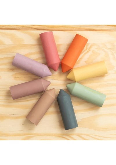 Balmumundan Mum Boya Kalemleri, 8'li Pastel Renk Seti, %100 Doğal Ve Ekolojik