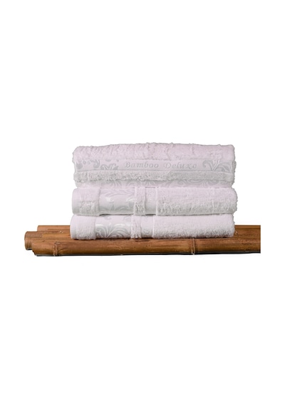 Mulberry Bambu Havlu %100 Organik Bambu Havlu Seti 50 x 90 - 6'lı Paket Premium Ultra Yumuşak Dekoratif Beyaz