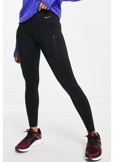Nike Go Firm Support High Rise Black Full Length Kadın 6 Cepli Lazer Kesim Antreman Taytı Koyu Siyah