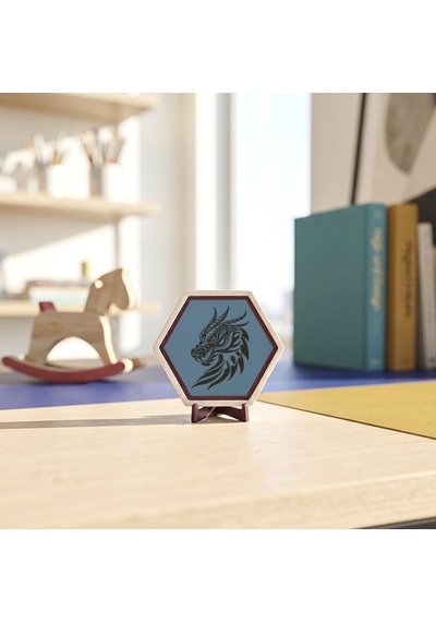 Ejderha İşlemeli Dekoratif Masaüstü Dekoru, Yaşam Alanlarınıza Güç Ve Zarafet Katan Şık Bir Aksesuar 10x10 Cm, Gök Mavi