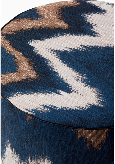 Missoni Ikat Zigzag Puf, Mavi-çok Renkli Italyan Tasarım Yuvarlak Puflar 40 X 30 Cm