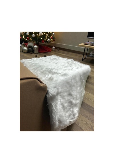 Yarım Ymf Beyaz Uzun Tüylü, Beyaz Peluş Kumaş 50x150cm Tekstil, Ev Tekstili Beyaz Beyaz